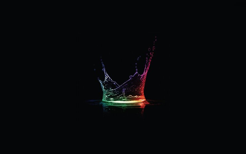 Colorful Water Splash — Black, Dramatic, Photograph, Reflection, Dark Background