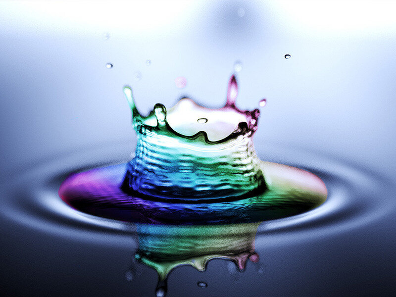 Colorful Water Splash — Blue, Dynamic, Photograph, Ripples