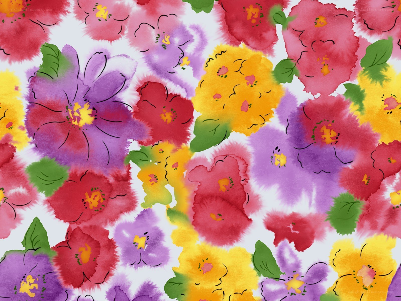 colorful watercolor floral pattern