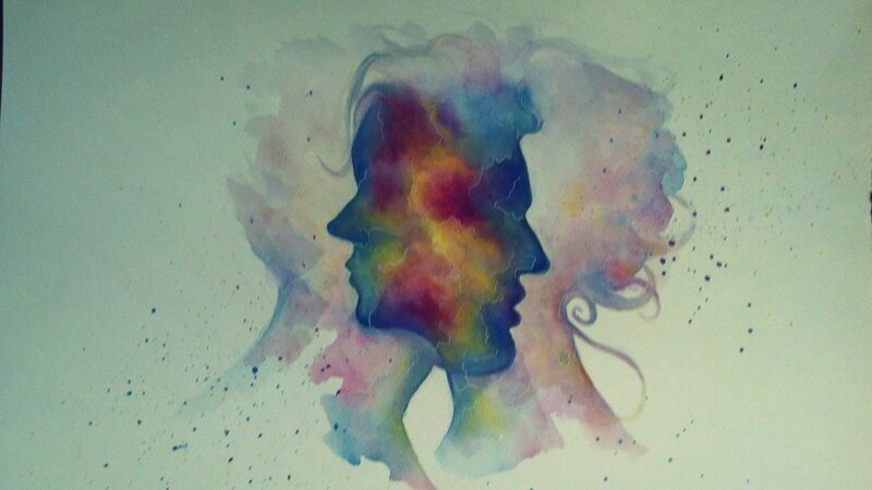 Colorful watercolor silhouette art