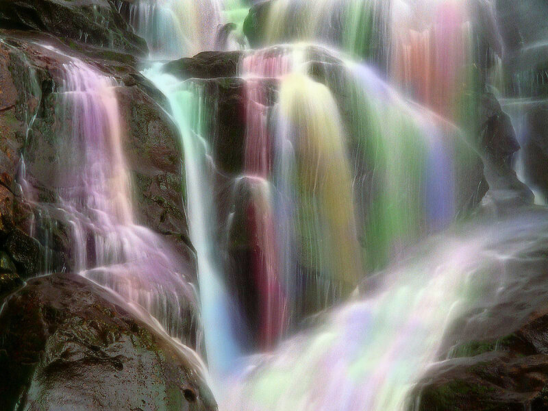 Colorful waterfall cascade