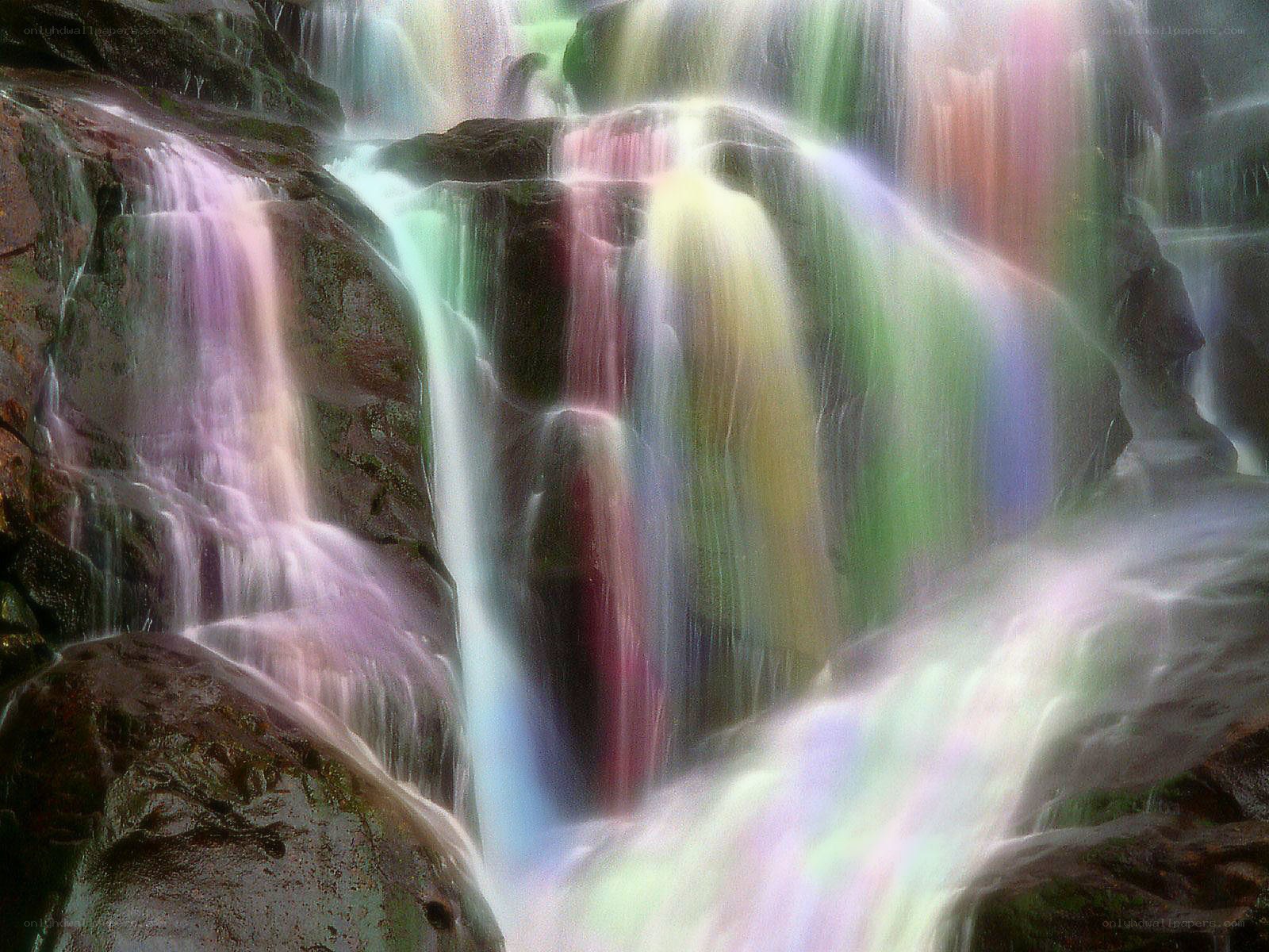 Colorful waterfall cascade