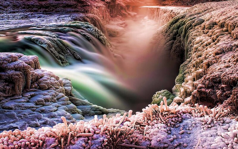 Colorful Waterfall Formation