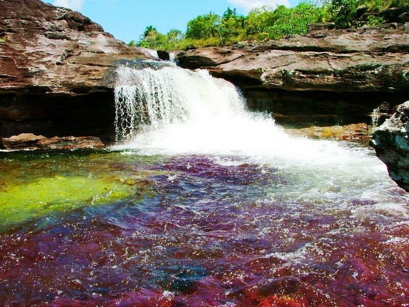 Colorful waterfall in natural setting