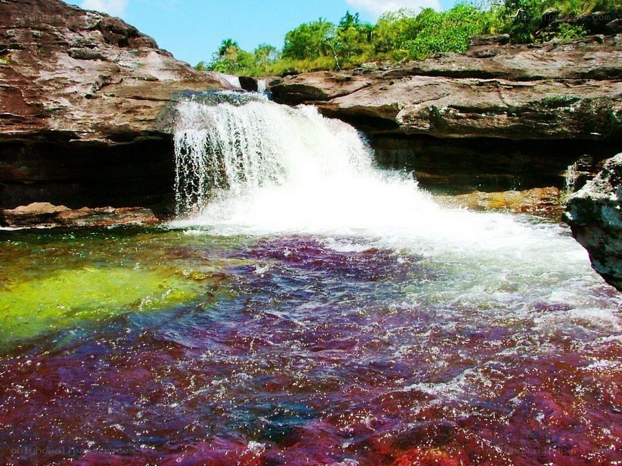 Colorful waterfall in natural setting