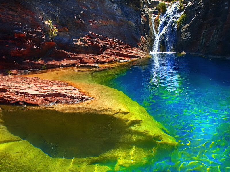 Colorful Waterfall Pool — Blue