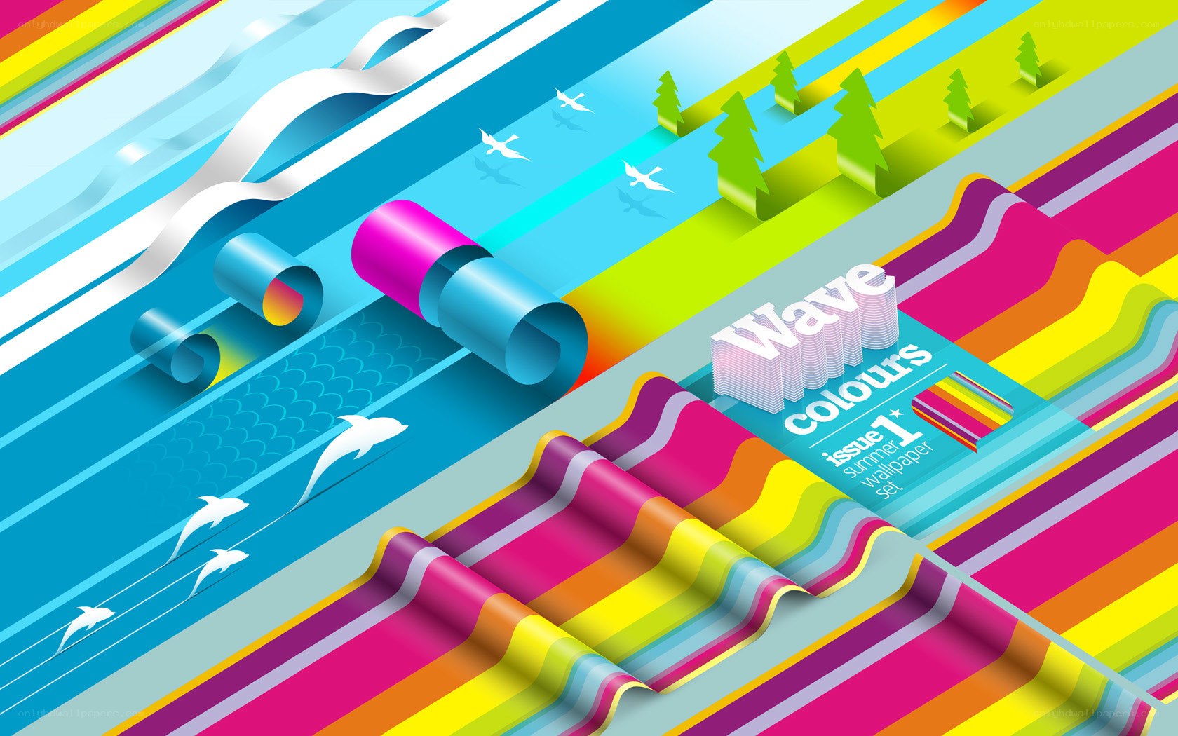 Colorful wave design illustration