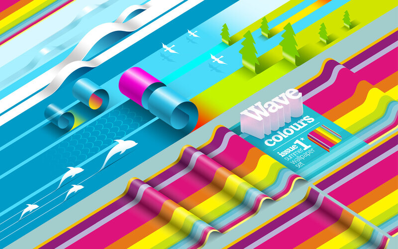 Colorful Wave Illustration — Blue