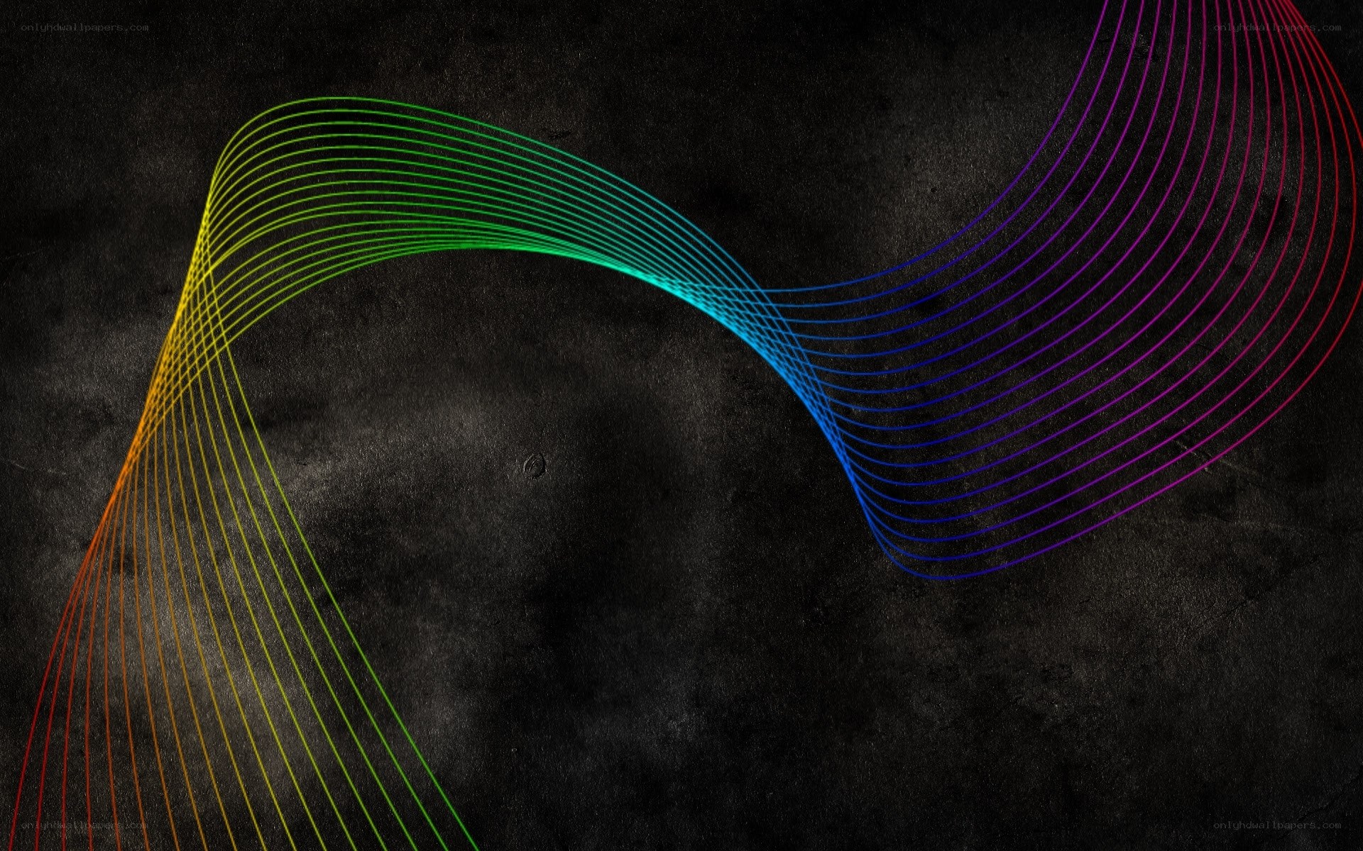 Colorful wave lines on dark background