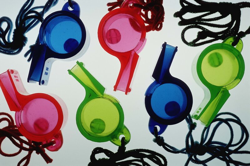 Colorful whistles with lanyards