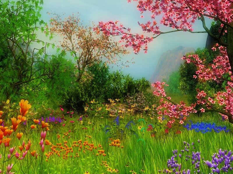 Colorful Wildflower Field — Green