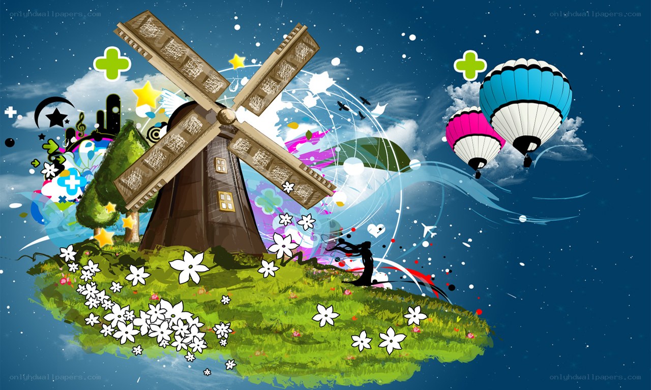 colorful windmill fantasy