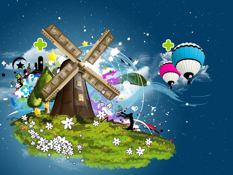 colorful windmill fantasy
