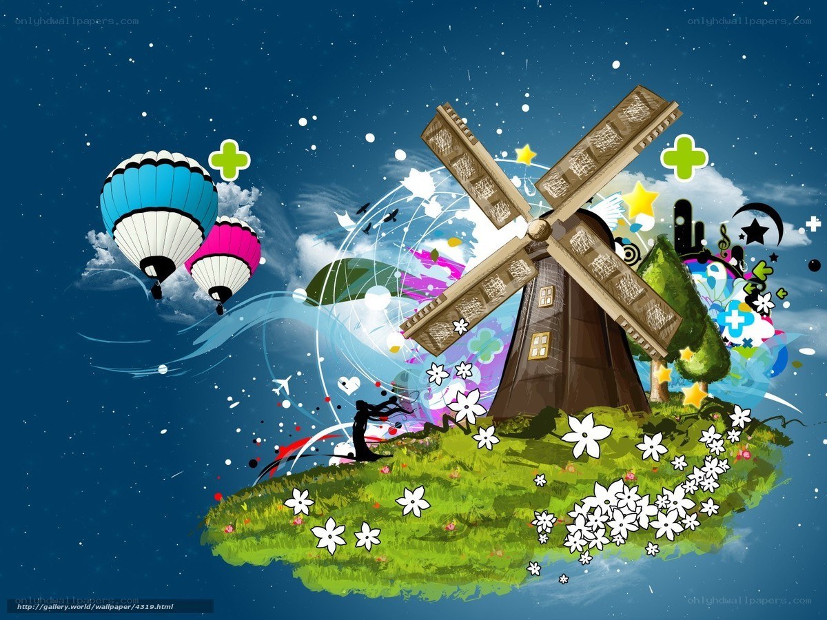 Colorful windmill fantasy