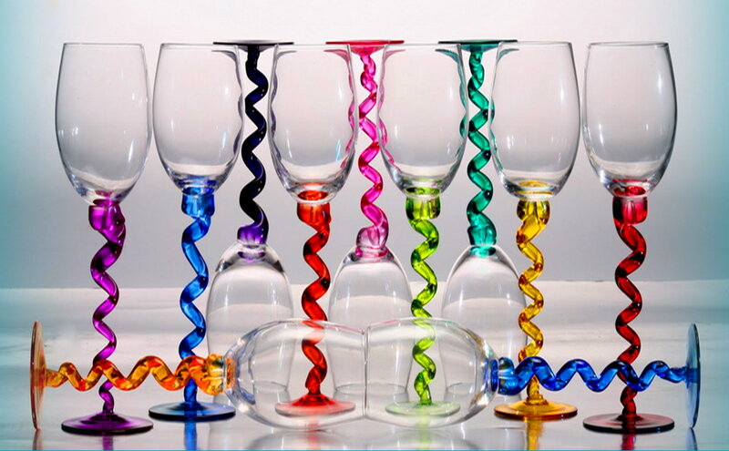 Colorful Wine Glasses — Clear