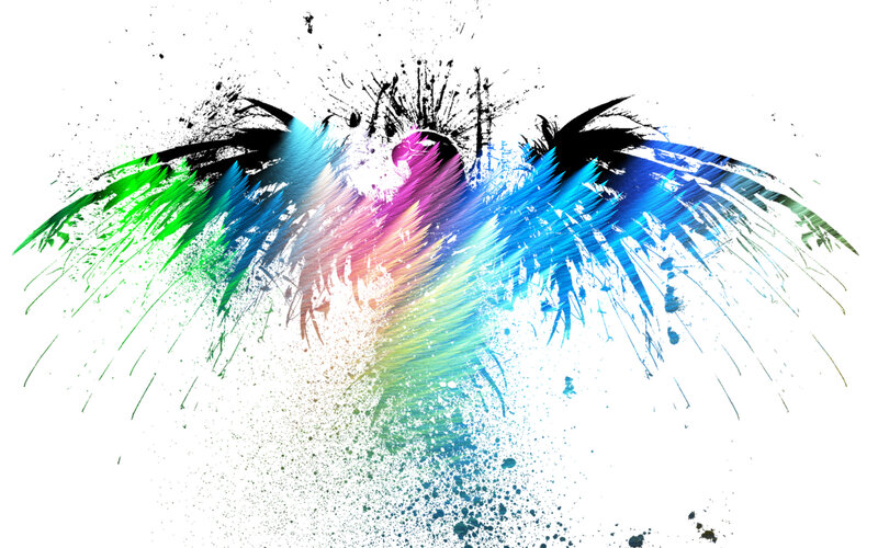 colorful wing splatter art