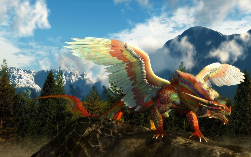 Colorful Winged Dragon — Red
