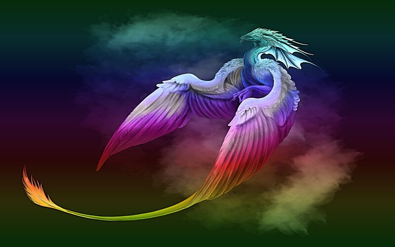 Colorful winged dragon