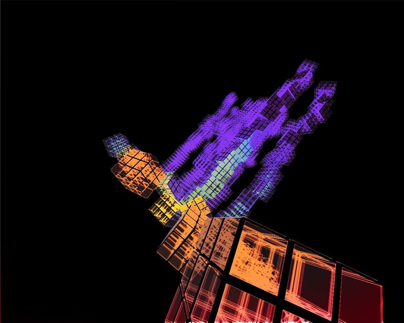 Colorful wireframe hand model