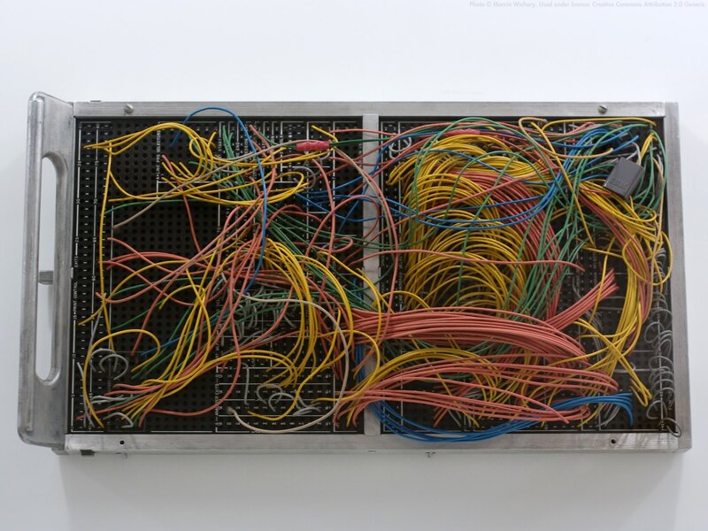 Colorful wires in a circuit board
