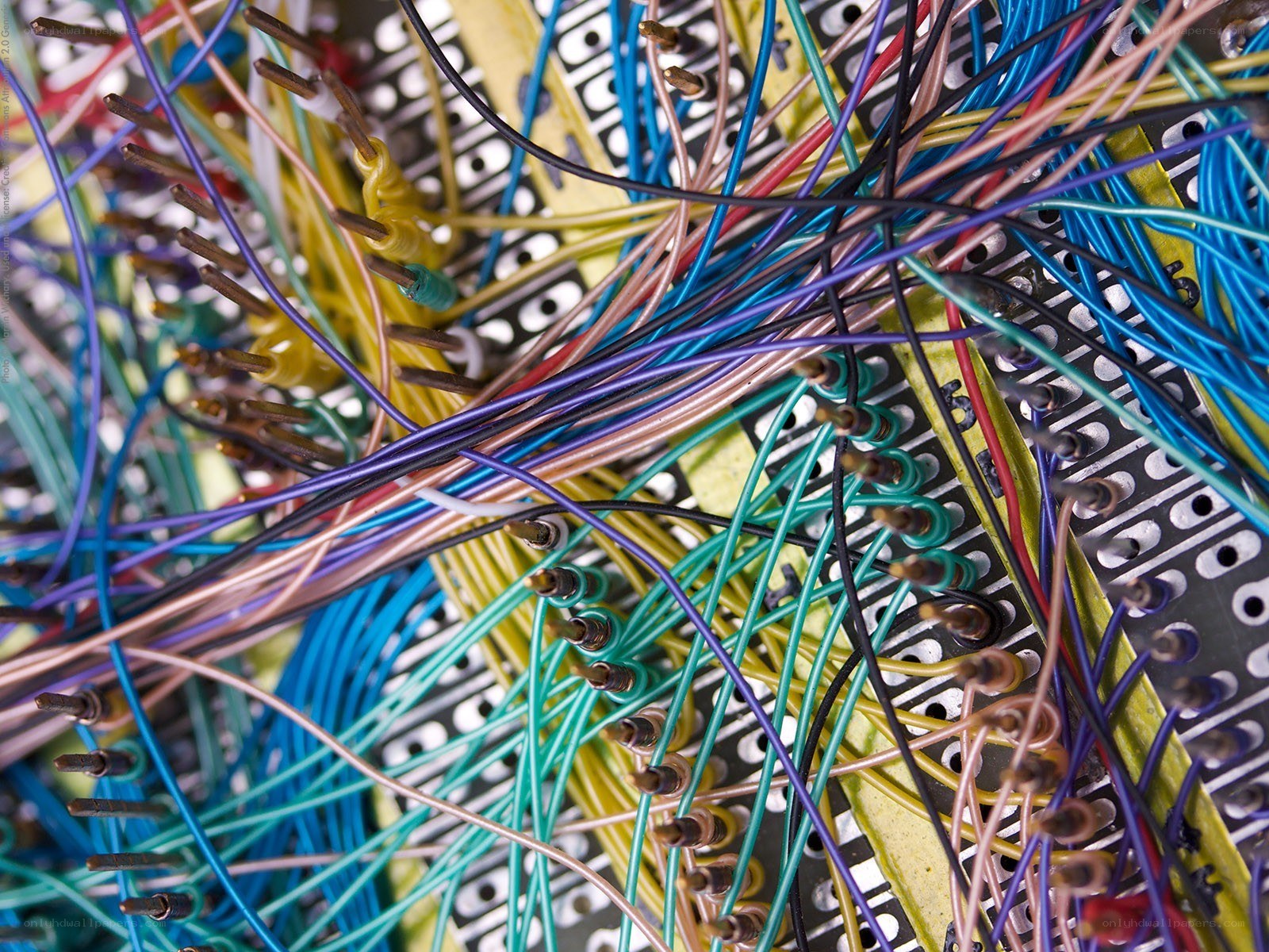 Colorful wires on circuit board