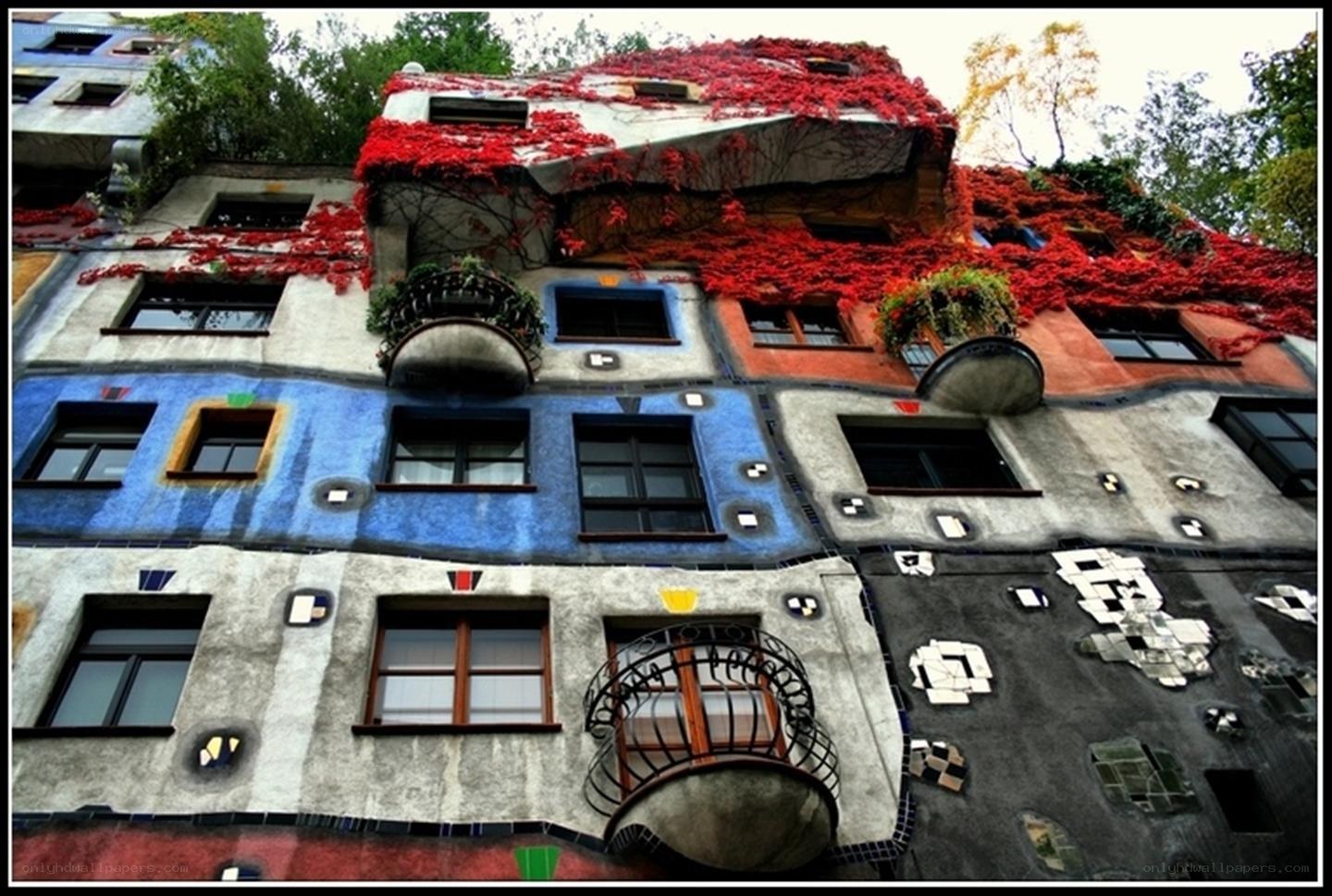 colorful wohnhaus building