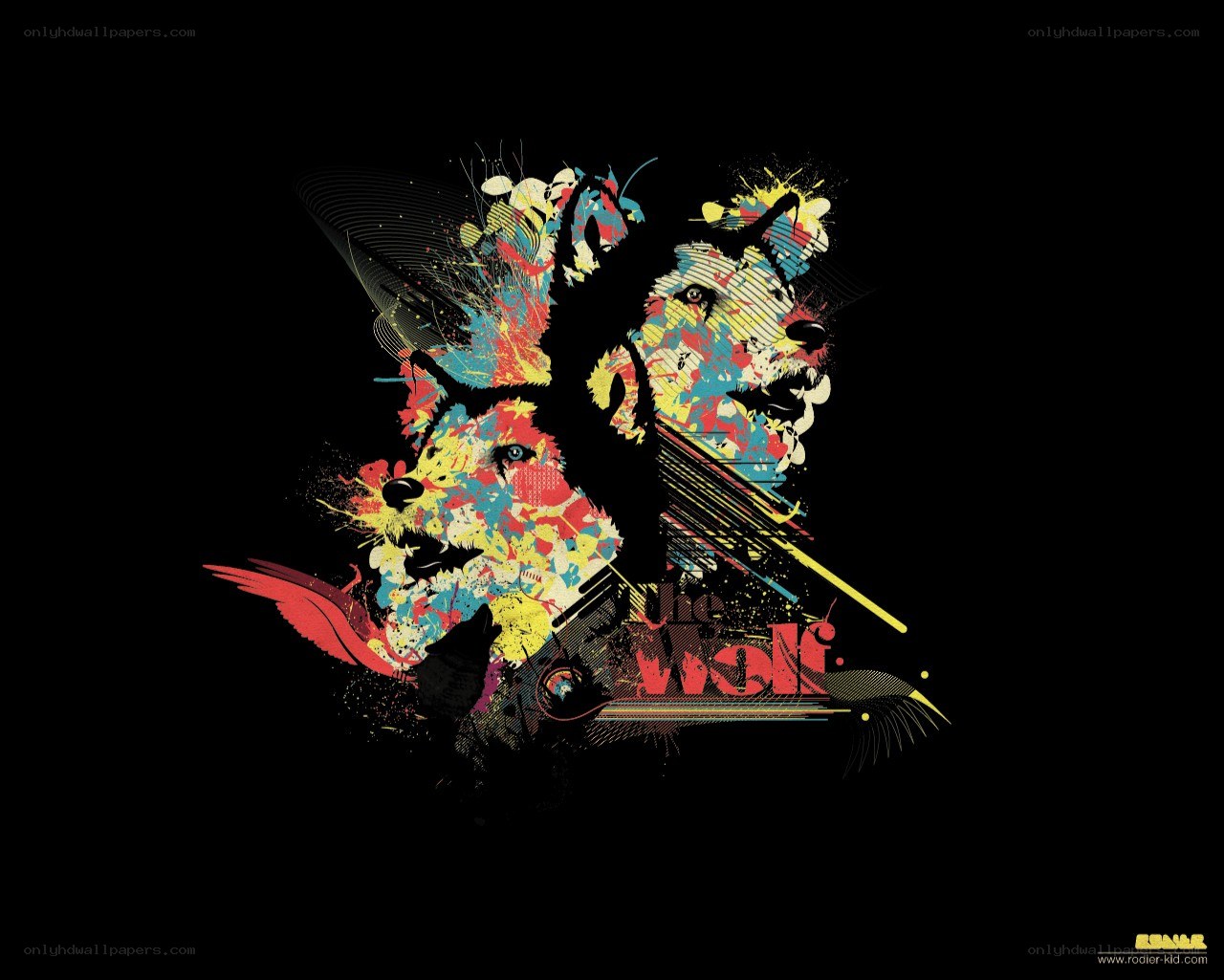 colorful wolf art design