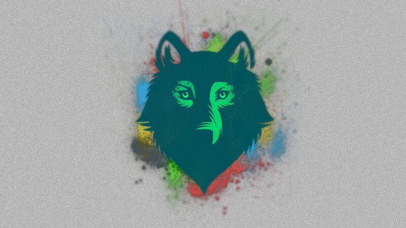 colorful wolf head art
