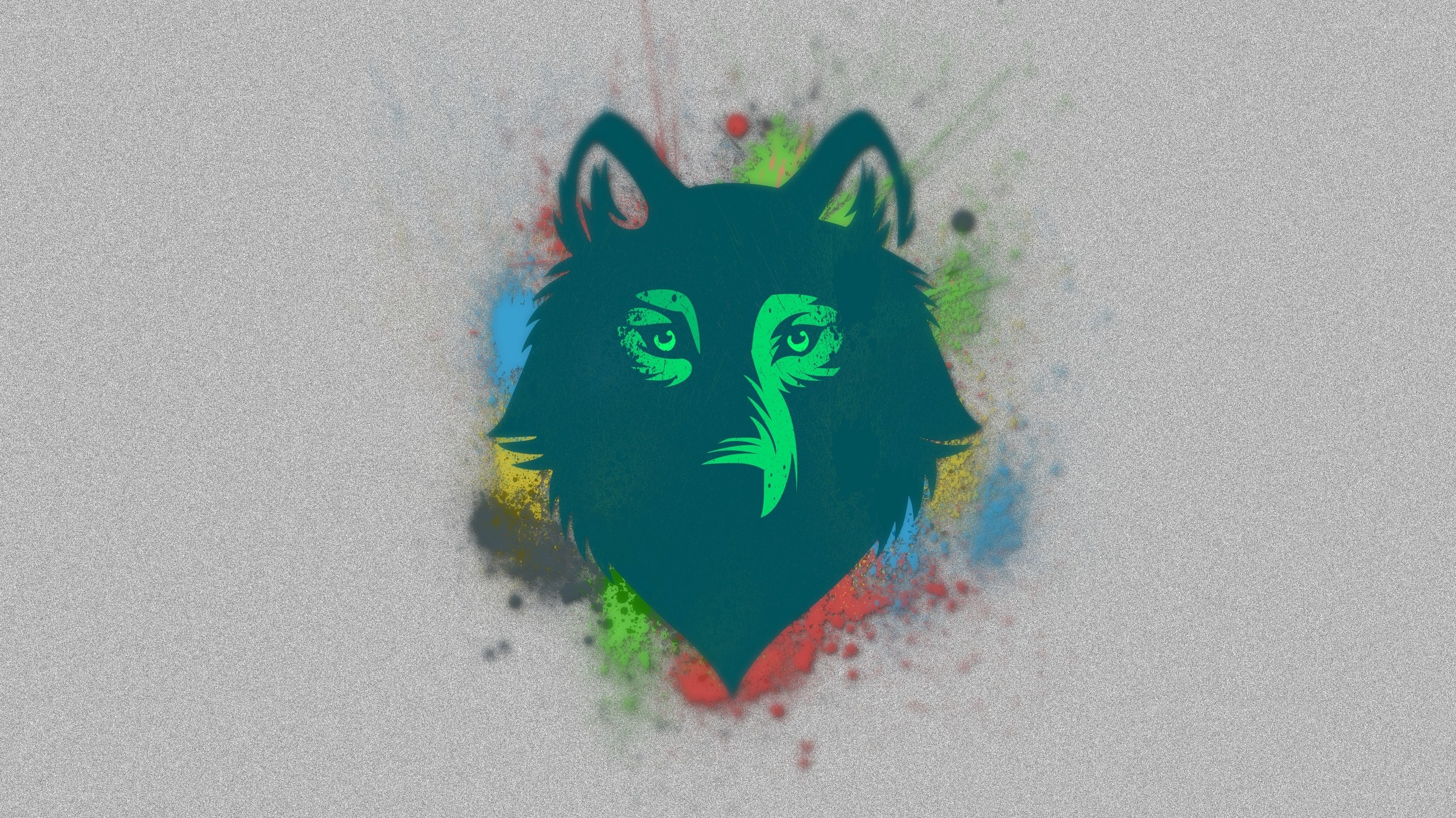 colorful wolf head art