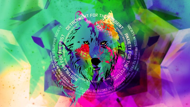 Colorful Wolf Head — Green