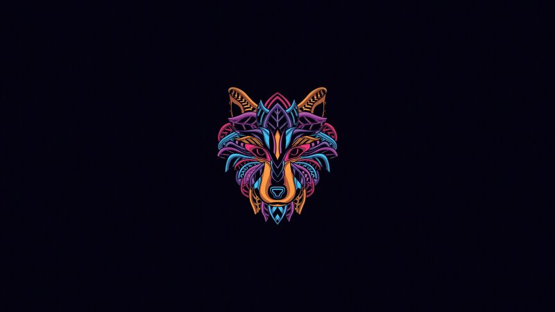 Colorful Wolf Head — Purple, Mystical