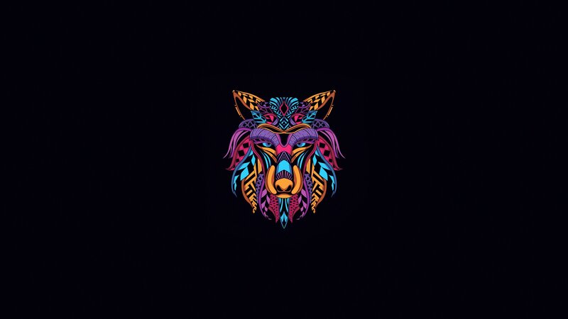 Colorful Wolf Head — Purple, Vibrant, Night