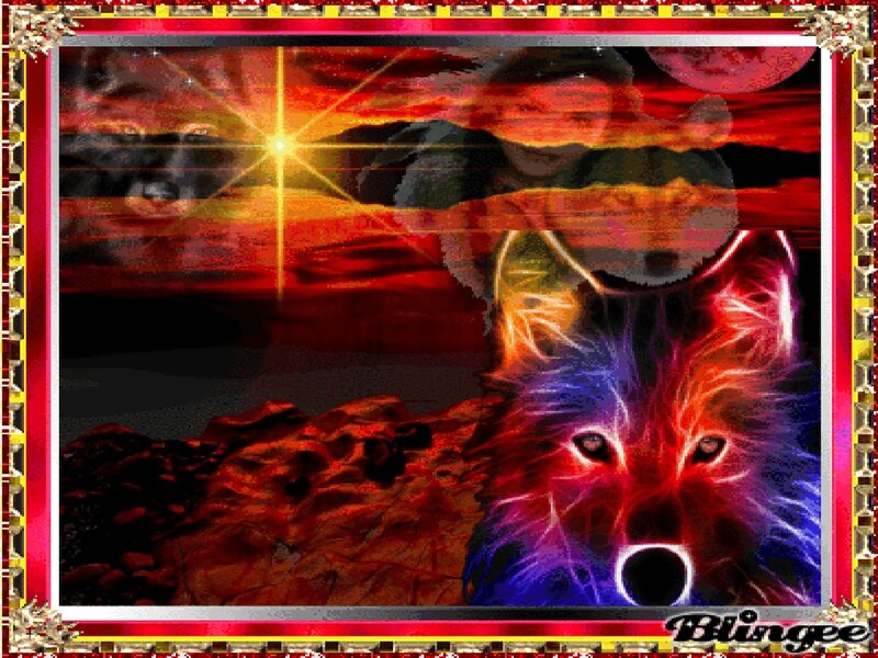 Colorful Wolf Head — Red