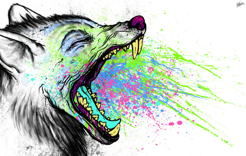 colorful wolf howling
