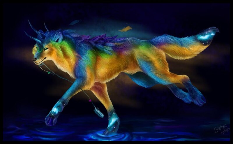 Colorful Wolf Running
