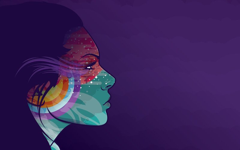 colorful woman profile art