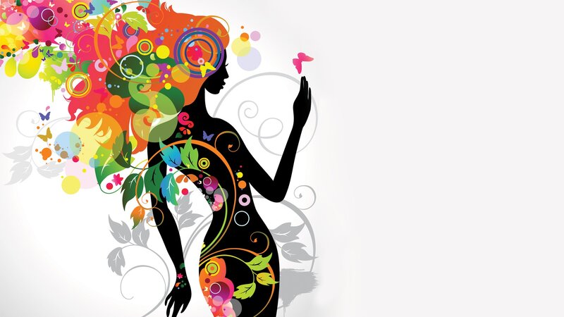 colorful woman silhouette art