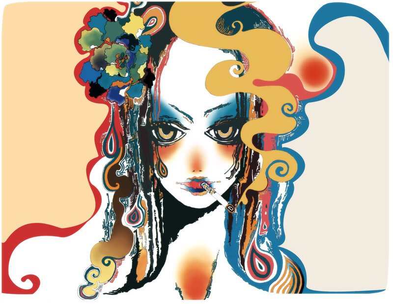 colorful woman with cigarette
