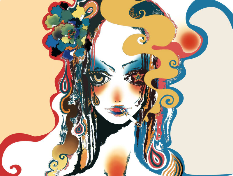 colorful woman with cigarette