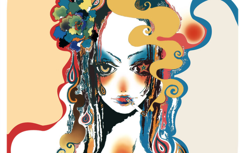 colorful woman with cigarette