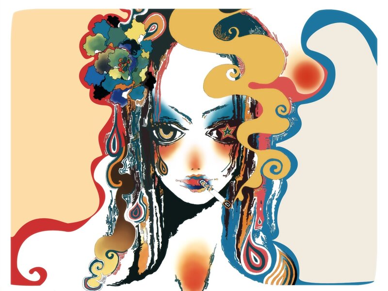 colorful woman with cigarette