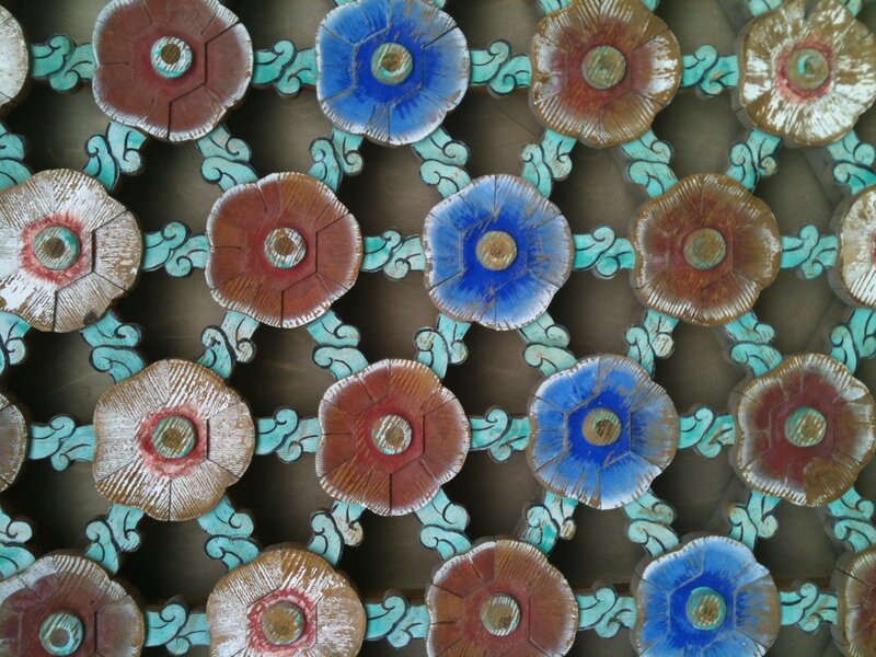 colorful wooden flower pattern