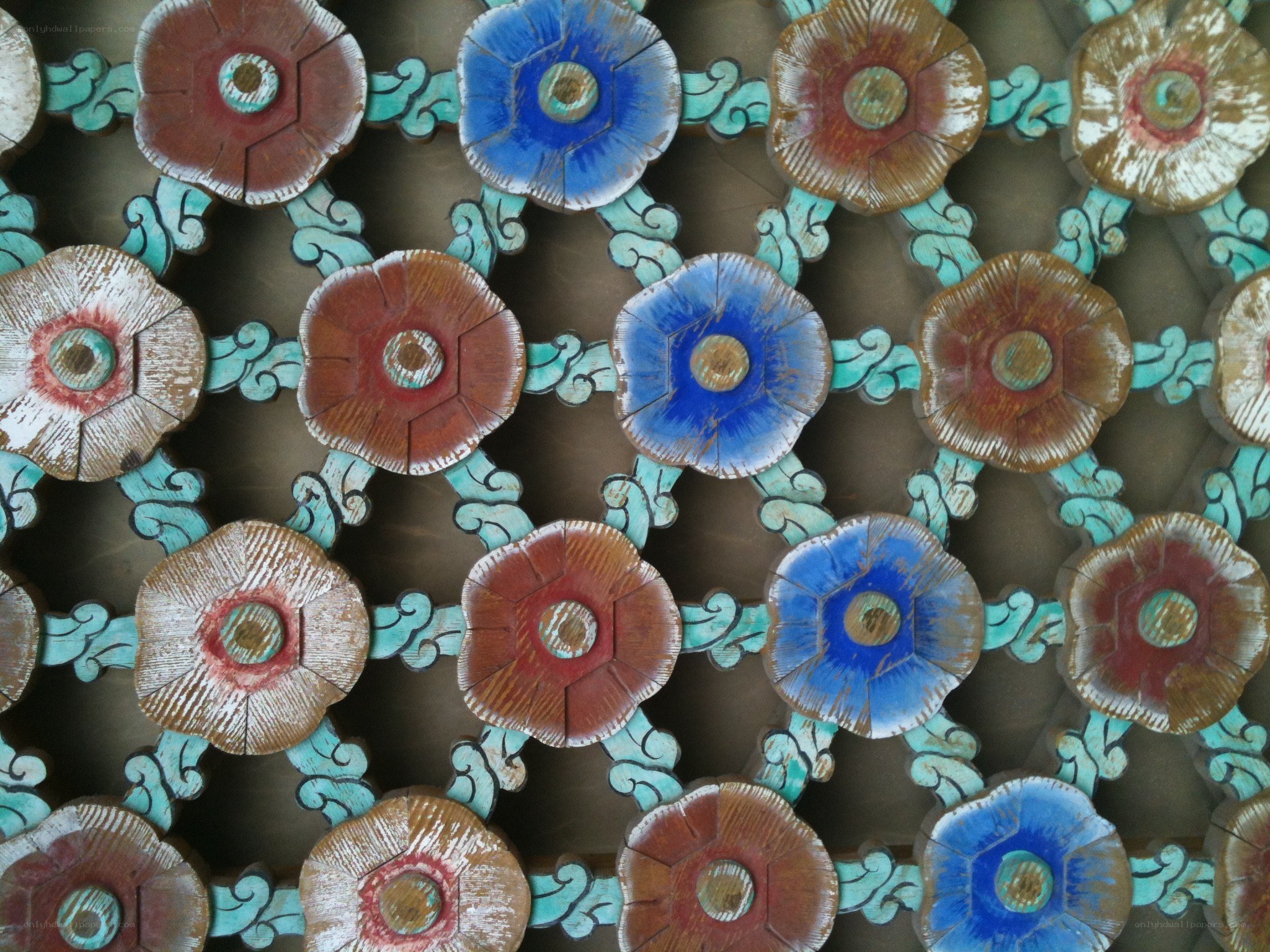 colorful wooden flower pattern
