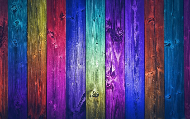 Colorful Wooden Planks — Blue, Vibrant, Photograph