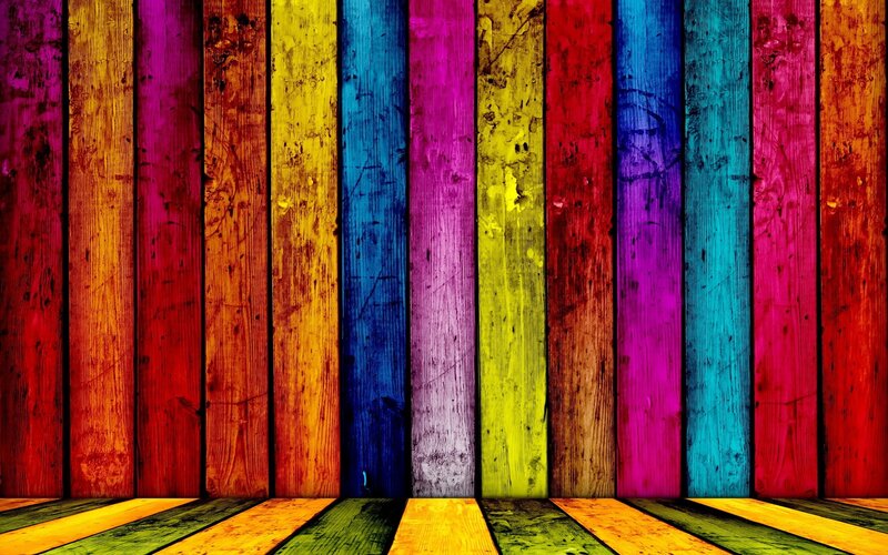 Colorful Wooden Planks — Red, Vibrant, Digital Art, Wood Grain, Floor, Yellow, Blue