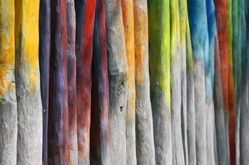 colorful wooden poles