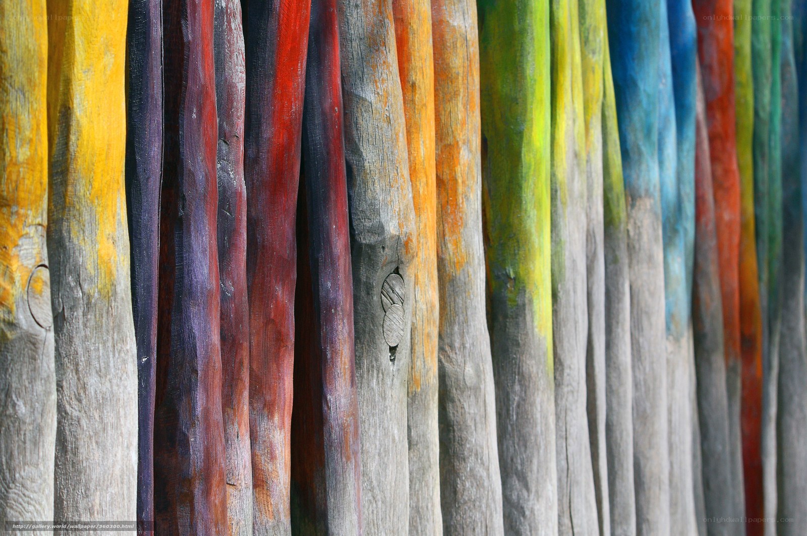 Colorful wooden poles