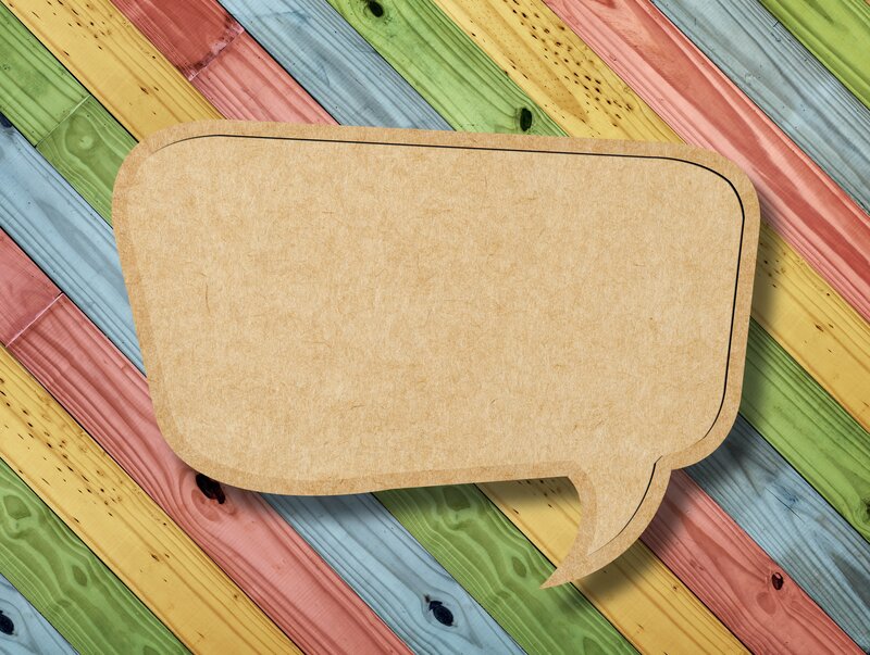 colorful wooden speech bubble