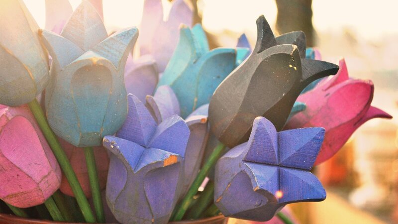 Colorful Wooden Tulips — Blue