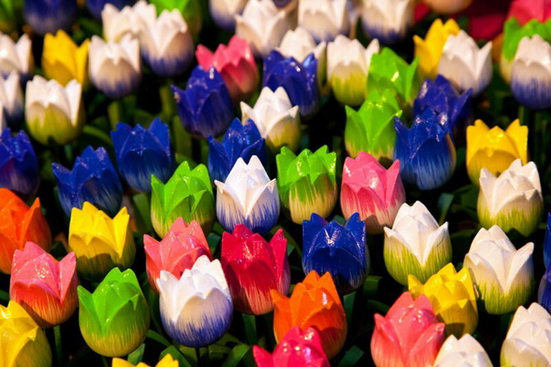 Colorful Wooden Tulips — White